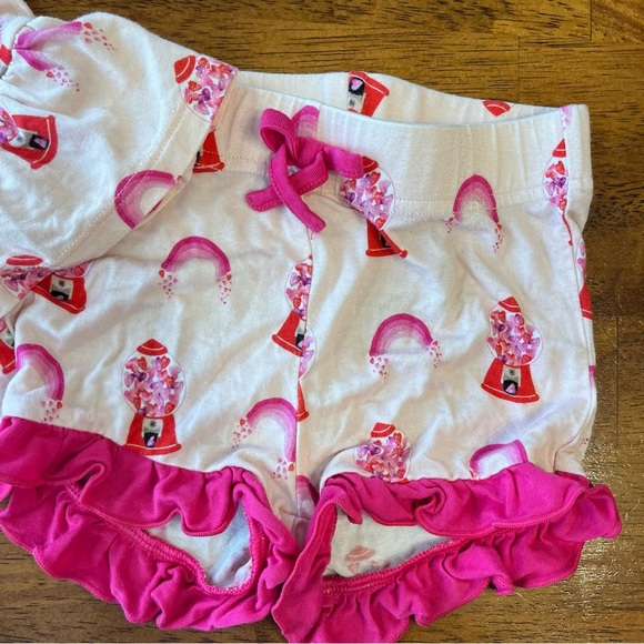 Free Birdees pink bumble gum heart ruffle two piece bamboo outfit size 3T - Picture 2 of 7